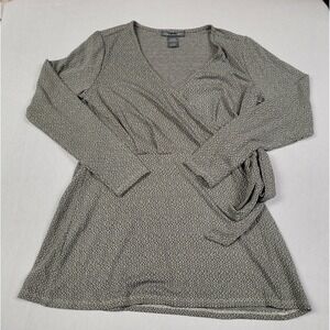 Kate & Mallory Faux Wrap Dress with side Knot Olive Green Gray Women's Size S